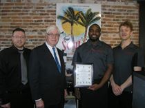 David visits Soulyve Caribbean Kitchen, to congratulate them on their recent renovations.  David is picture here with Phil Dewar and his team